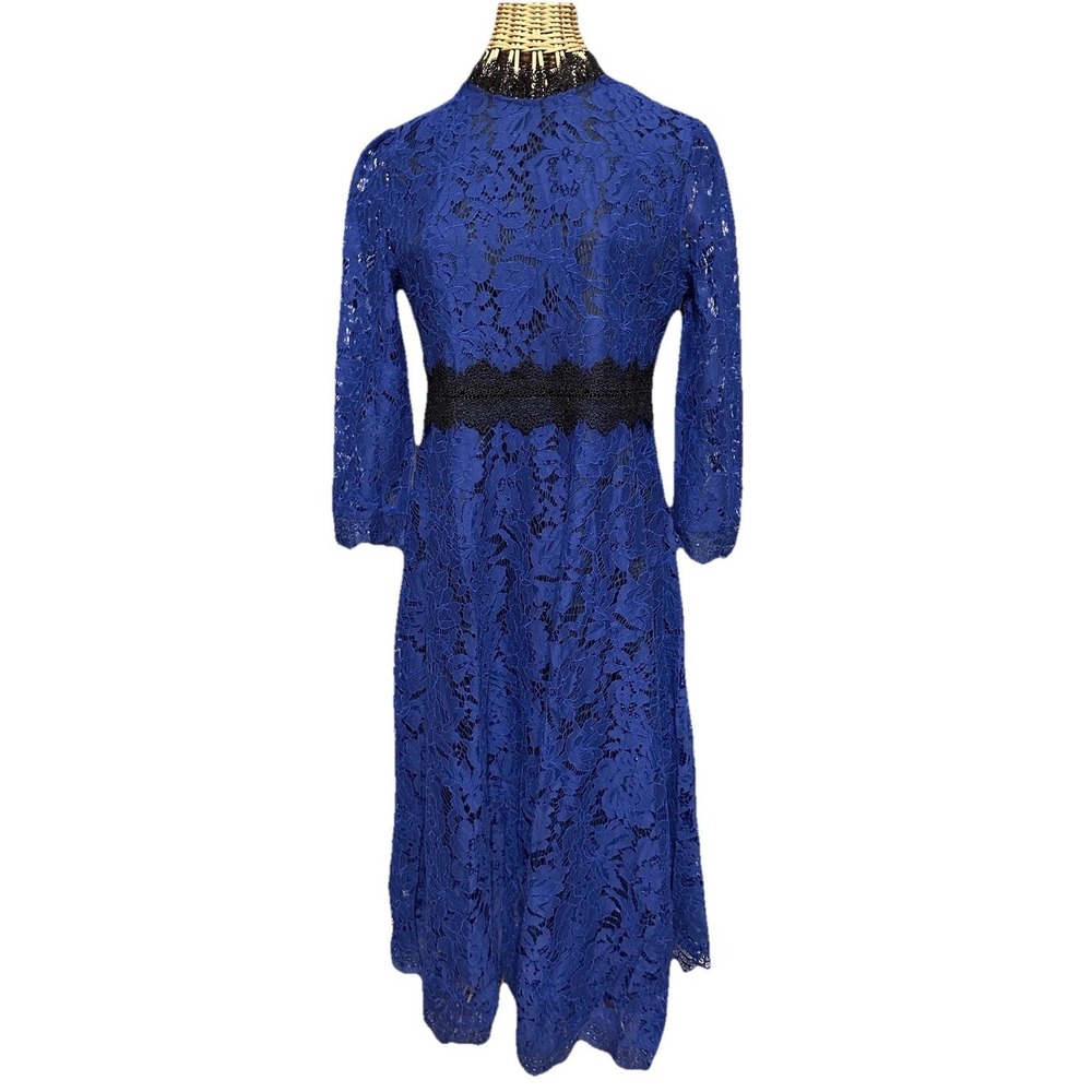 Yiso Blue Lace Fit & Flare Dress Juniors L Dark Romance Whimsi goth Dark Fairy